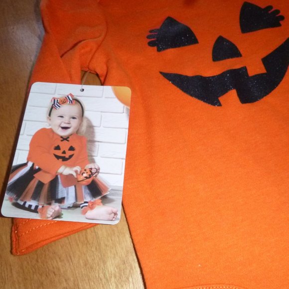 Baby Girls 4-Pc Halloween Bodysuit Tutu Skirt Leg Warmers Headband-3 mo 9 mo NWT - Picture 2 of 2